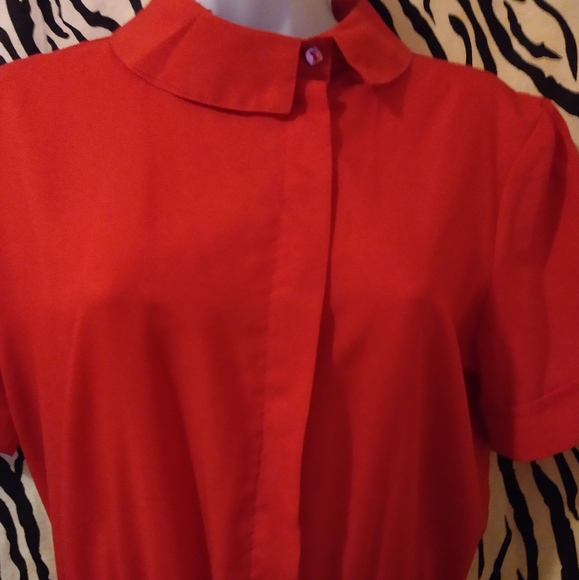 High neck collar, color block vintage dress by KH2 - Picture 2 of 11